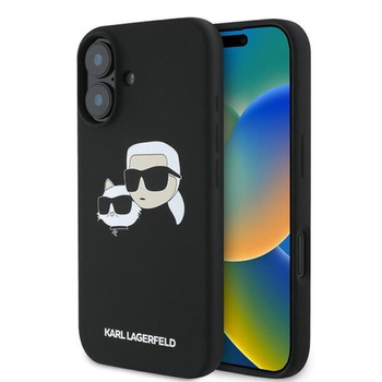 Karl Lagerfeld Silicone Double Heads Print MagSafe - Coque pour iPhone 16 Plus (noir)