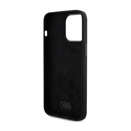 Karl Lagerfeld Silikonový kovový špendlík Choupette - pouzdro pro iPhone 15 Pro Max (černé)