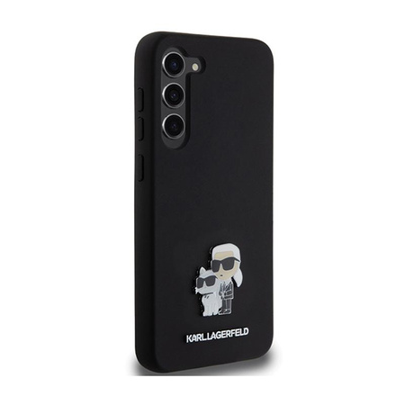 Karl Lagerfeld Silicone Karl & Choupette Metall-Anstecker - Hülle Samsung Galaxy S24+ (czarny)