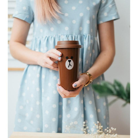 LINE FRIENDS - Travel mug 450 ml teddy bear BROWN