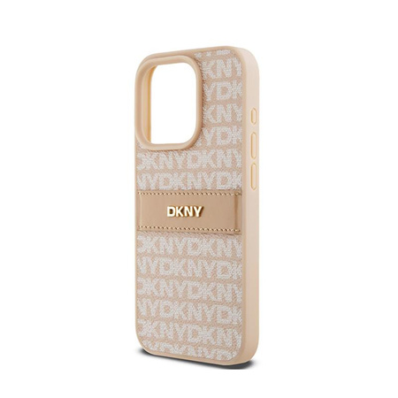 DKNY Leather Mono Stripe & Metal Logo - iPhone 15 Pro Case (pink)