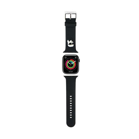 Karl Lagerfeld 3D gumi Karl Head NFT - szíj Apple Watch 42/44/45/49 mm-es órához (fekete)