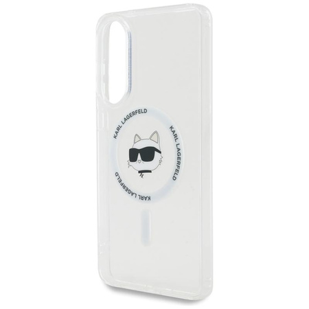 Karl Lagerfeld Button Choupette Head Printed Logo MagSafe – Pouzdro pro Samsung Galaxy S25 Edge (bílé)