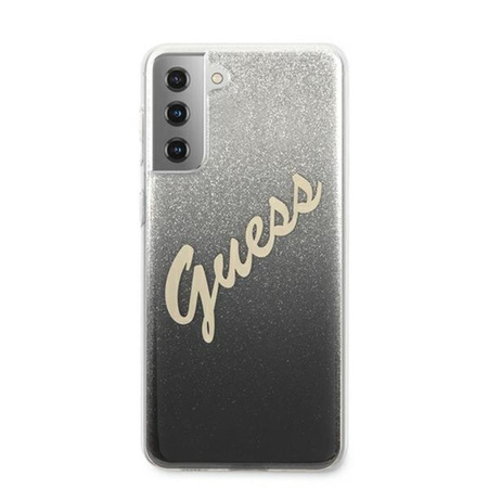 Guess Glitter Gradient Script - pouzdro pro Samsung Galaxy S21+ (černé)