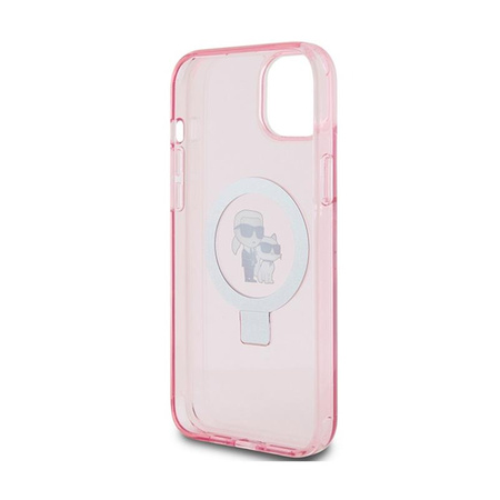 Karl Lagerfeld Ring Stand Karl & Choupette MagSafe - iPhone 15 Plus Tasche (rosa)