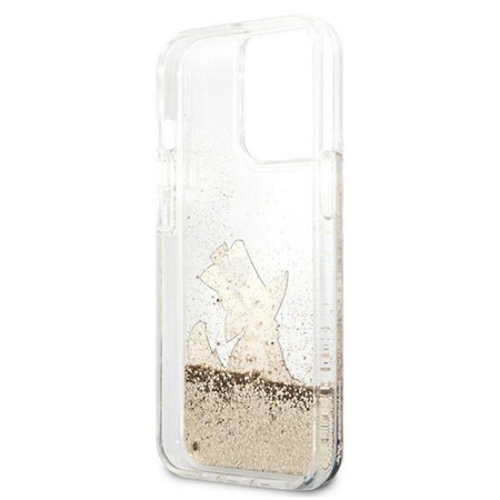 Karl Lagerfeld Liquid Glitter Choupette Fun - Coque pour iPhone 13 Pro (Or)