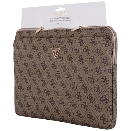 Guess 4G Zipper Pocket Triangle Logo Sleeve - Etui na notebooka 14" (brązowy)