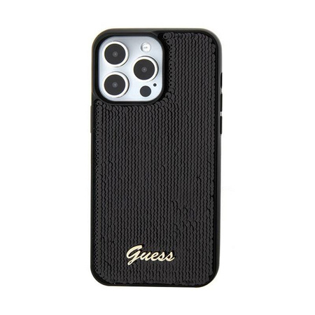 Guess Sequin Script Metal - iPhone 15 tok (fekete)