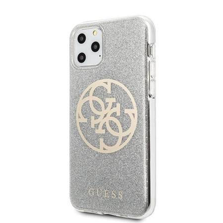 Guess Circle Glitter 4G - iPhone 11 Pro Tasche (Hellgrau)