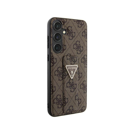 Guess Grip Stand 4G Triangle Strass Logo - Hülle für Samsung Galaxy S24+ (Braun)