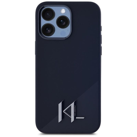 Karl Lagerfeld Silikon Shadow Metal Initial MagSafe - Hülle für iPhone 15 Pro (schwarz)