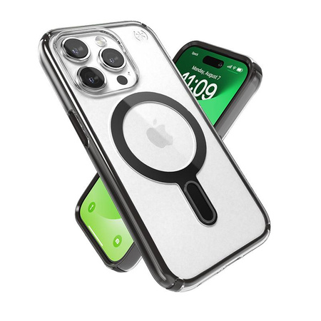 Speck Presidio Perfect-Clear ClickLock & Magsafe - pouzdro pro iPhone 15 Pro (Clear / Frosted Black / Slate Grey)