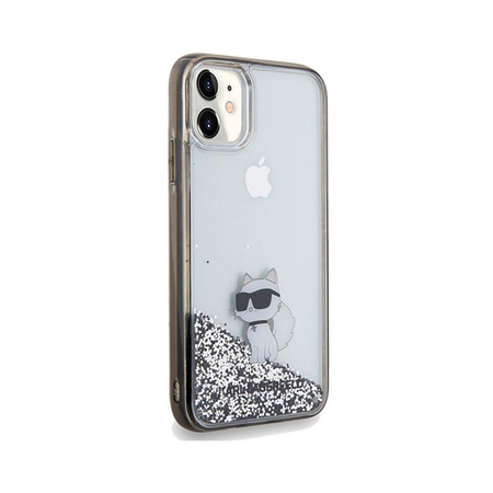 Karl Lagerfeld Liquid Glitter Choupette - pouzdro pro iPhone 11 (průhledné)