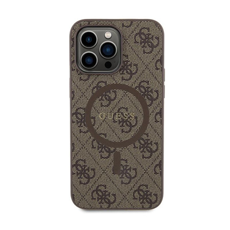 Guess 4G Collection Leather Metal Logo MagSafe - iPhone 15 Pro Case (brown)