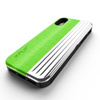 Zizo Retro Series - iPhone Xs / X case with card pocket + stand + 9H glass for screen (Neon Green/Silver)
