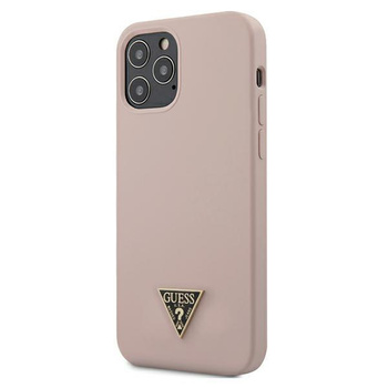 Silikonové pouzdro Guess s logem trojúhelníku - iPhone 12 / iPhone 12 Pro (růžové)