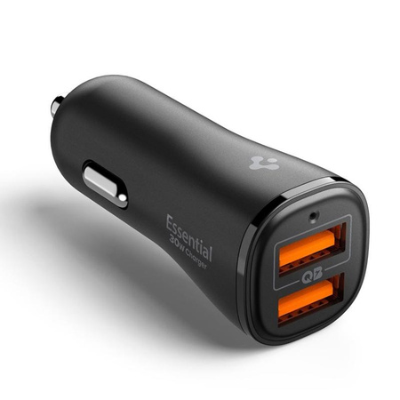 Spigen Essential EV302 – Autonabíječka 2x USB-A 30W (Černá)