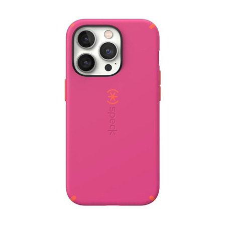 Speck CandyShell Pro - pouzdro pro iPhone 14 Pro s povrchovou úpravou MICROBAN (Digital Pink / Energy Red)
