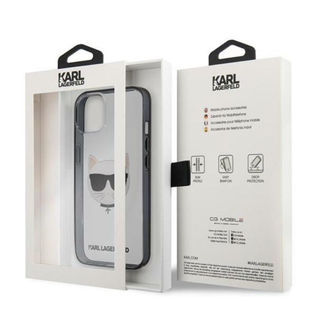Karl Lagerfeld Ikonik Choupette Head - Coque iPhone 13 (transparent / cadre noir)