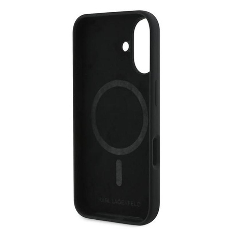 Karl Lagerfeld szilikon dupla fejű nyomtatott MagSafe - iPhone 16 Plus tok (fekete)