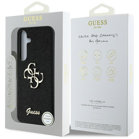 Guess Fixed Glitter Big 4G Metal Logo - Hülle für Samsung Galaxy S25+ (schwarz)