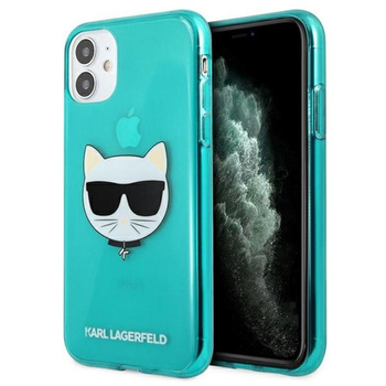 Karl Lagerfeld Choupette Head - pouzdro pro iPhone 11 (fluo modrá)