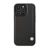 BMW Leather Blue Dots - Tasche für iPhone 14 Pro (Schwarz)