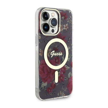 Guess Flower MagSafe - Schutzhülle für iPhone 14 Pro Max (Grün)