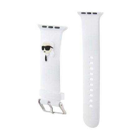 Karl Lagerfeld 3D Rubber Karl Head NFT - Bracelet pour Apple Watch 42/44/45/49 mm (blanc)
