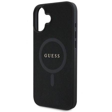 Guess Saffiano Classic Logo MagSafe - Hülle iPhone 16 Plus (schwarz)