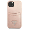 Guess Saffiano Double Card Triangle  - Cover for iPhone 13 mini (Pink)