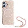 Guess IML Flowers Allover Electro avec dragonne MagSafe pour iPhone 16 Plus (rose)