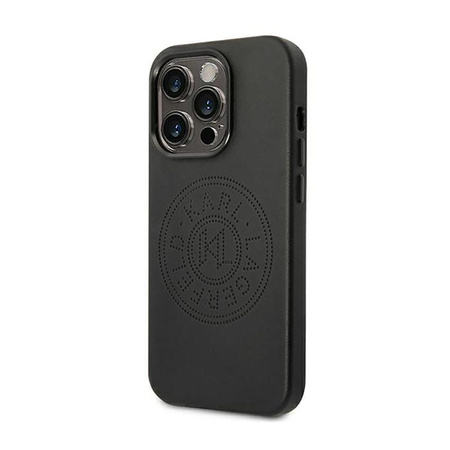 Karl Lagerfeld Leather Perforated Logo Case - Coque pour iPhone 14 Pro (noir)
