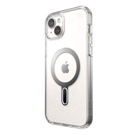 Speck Presidio Perfect-Clear ClickLock & Magsafe - iPhone 15 Plus / iPhone 14 Plus Case (Clear / Chrome Finish / Serene Silver)