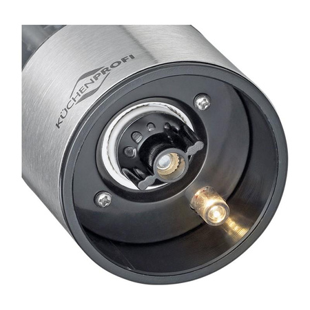 Küchenprofi Boston - Elektromos só- és borsőrlő kerámia őrlőszerkezettel 23x5 cm 2 darab. (ezüst)