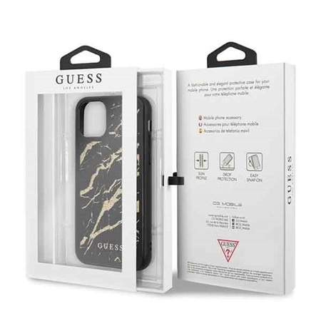 Guess Marble Glass Gold Glitter - iPhone 11 Pro Case (black)