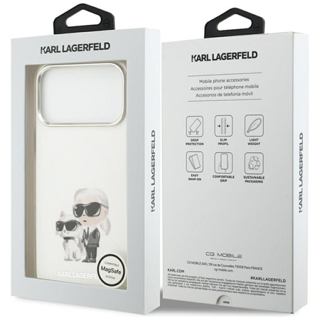 Karl Lagerfeld IML Aquarelle Karl & Choupette & Logo MagSafe - Pouzdro pro iPhone 17 Pro Max (bílé)