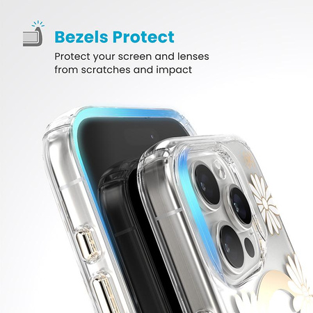 Speck Presidio Lux ClickLock & MagSafe - pouzdro pro iPhone 16 Pro (Sunshine Daisies / Clear / Gold)