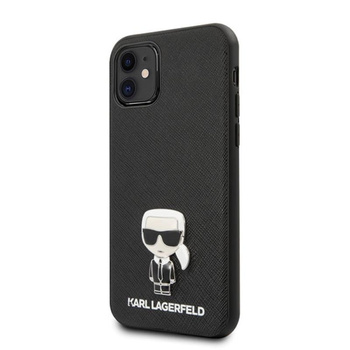 Karl Lagerfeld Saffiano mit Pin Ikonik - iPhone 12 mini Tasche (schwarz)