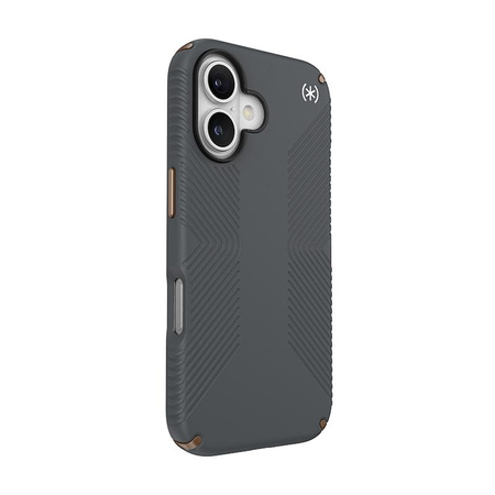 Speck Presidio2 Grip - Hülle iPhone 16 (Charcoal Grey / Cool Bronze / White)