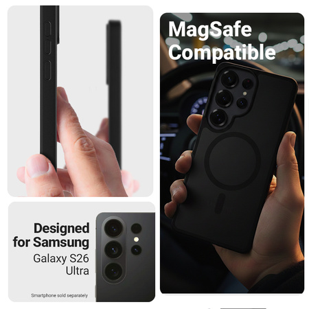 Crong Hybrid Matte Magnetic - MagSafe tok Samsung Galaxy S26 Ultra készülékhez (szürke)