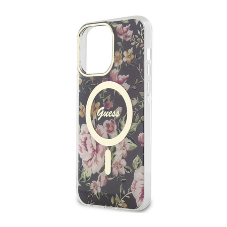 Guess Flower MagSafe - iPhone 14 Pro Max Case (Black)