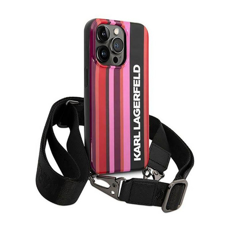 Karl Lagerfeld Color Stripes Strap - iPhone 14 Pro Case (pink)