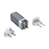 Energizer Ultimate - cestovní nabíječka Multiplug EU / UK / US GaN USB-C a USB-A 65W PD (stříbrná)