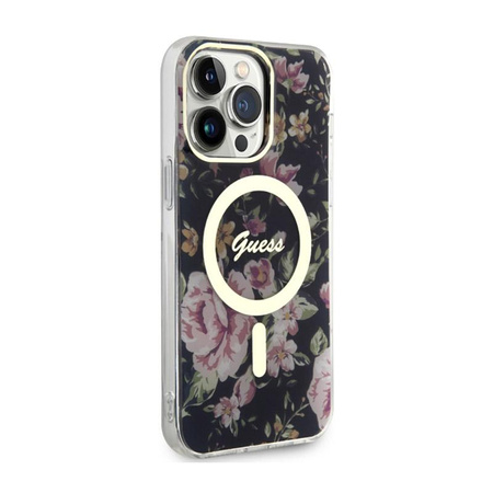 Guess Flower MagSafe - Case iPhone 14 Pro Max (Black)