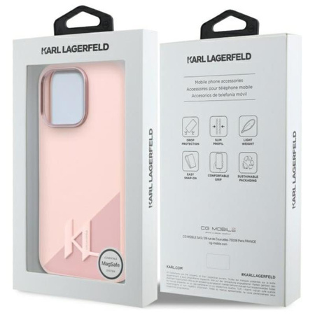Karl Lagerfeld Silicone Shadow Metal Initial MagSafe - iPhone 16 Pro Case (pink)