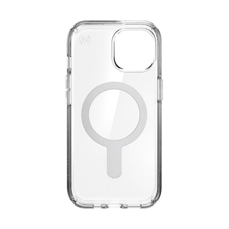 Speck Presidio Perfect-Clear ClickLock & MagSafe - Kryt pro iPhone 16e / iPhone 15 / iPhone 14 / iPhone 13 (Průhledný / Chromovaný povrch / Stříbrná)