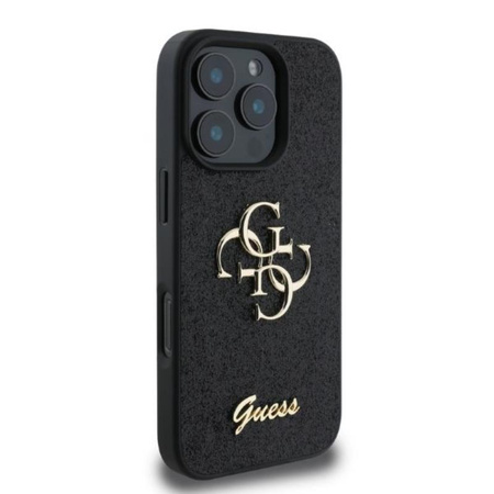 Guess Fixed Glitter Big 4G - Pouzdro iPhone 16 Pro (černé)