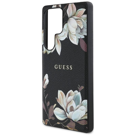 Guess Grained Printed Flower Pattern MagSafe - Etui do Samsung Galaxy S25 Ultra (czarny)