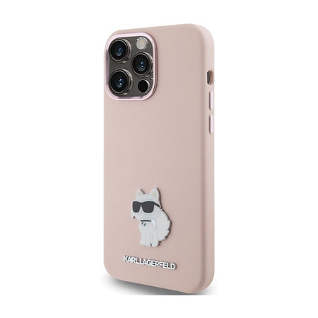Karl Lagerfeld Silicone Choupette Metal Pin - iPhone 15 Pro Max Tasche (pink)